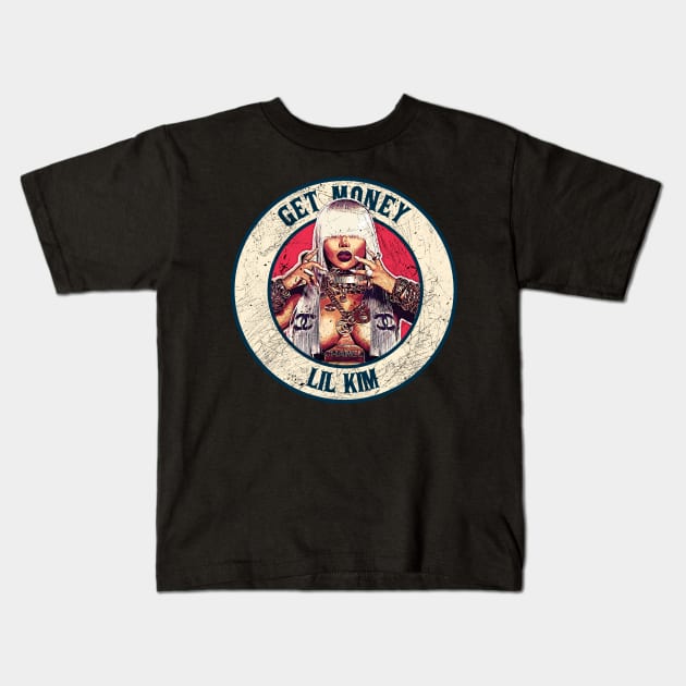 Retro Style Fan Art Design Hip Hop Lil KIM  // Get Money Kids T-Shirt by rido public